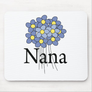 Hübsches blaues Blumen-Nana-T-Shirt Mousepad