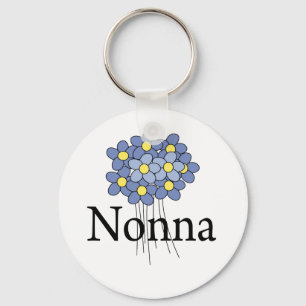 Hübsches blaues Blumen-Oma-T-Shirt Schlüsselanhänger