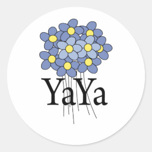 Hübsches blaues Blumen YaYa T-Shirt Runder Aufkleber