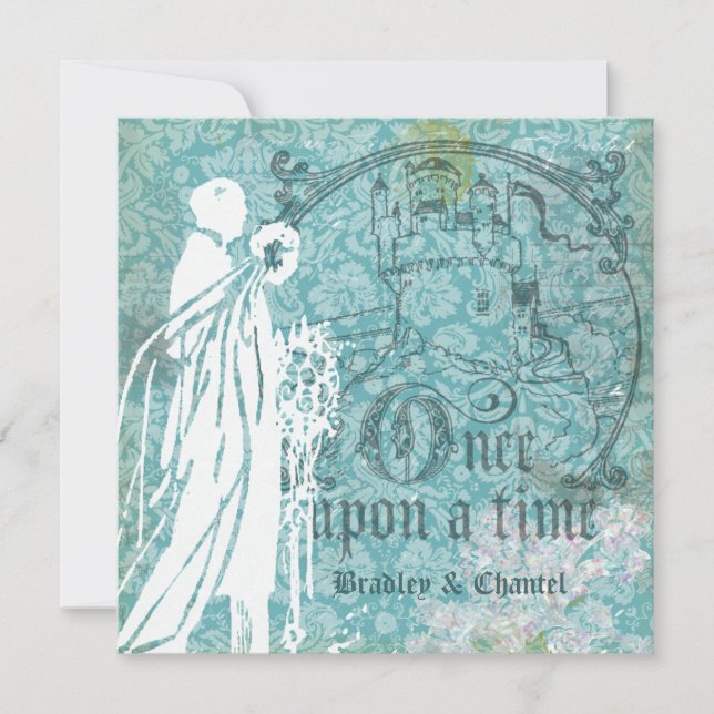 Hübsches blaues BlumenWedding einst laden ein Einladung (Vorderseite)