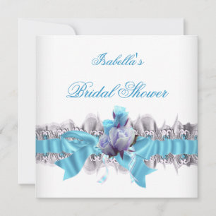 Hübsches blaues Brautdusche Weißes Spitzen-Garter Einladung