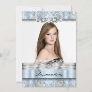 Hübsches blaues Foto Quinceanera Einladung
