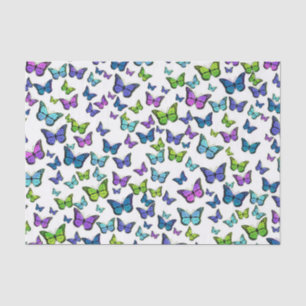 Hübsches blaues Grün und Lila Schmetterlingsmuster Seidenpapier