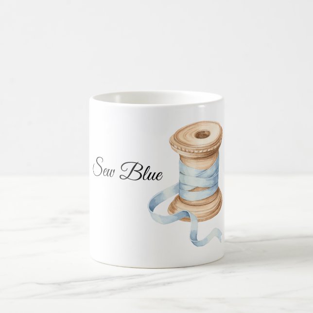 Hübsches blaues Nähgarn Kaffeetasse (Mittel)