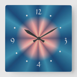 Hübsches blaues Rosa Lüfterdesign>Wall-Uhr Quadratische Wanduhr