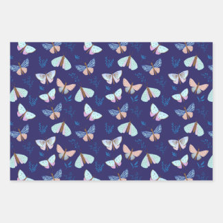 Hübsches blaues Schmetterlingspapier Geschenkpapier Set