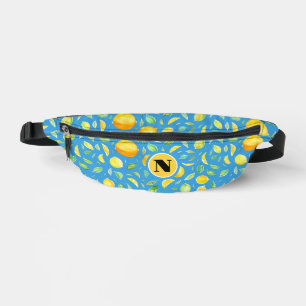 Hübsches Blaues und gelbes Zitronenfarbenmonogramm Bauchtasche