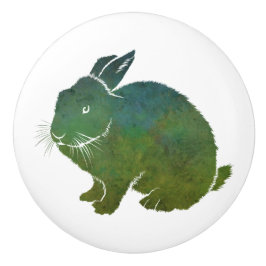 Hübsches Blaues und grünes Kaninchen Keramikknauf