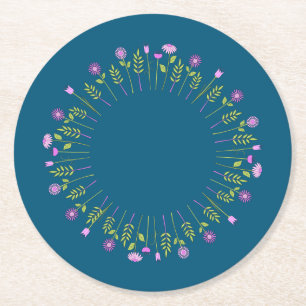 Hübsches blaues und rosa Blumenpapier Untersetzer