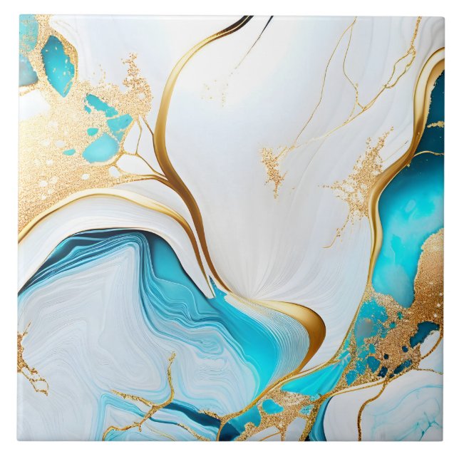 Hübsches blaues, weißes Marmordesign Fliese (Vorderseite)