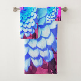 Hübsches blaues Zinnia im Lila Sommergarten Badhandtuch Set