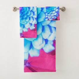 Hübsches blaues Zinnia im Lila Sommergarten Badhandtuch Set
