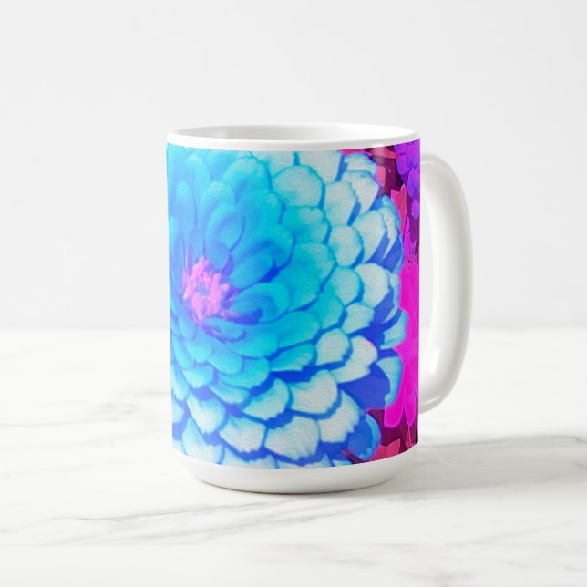 Hübsches blaues Zinnia im Lila Sommergarten Kaffeetasse (VorderseiteRechts)