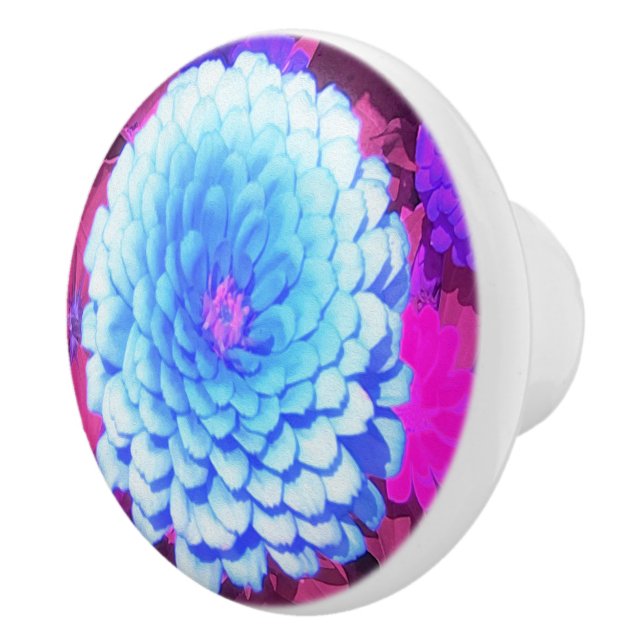 Hübsches blaues Zinnia im Lila Sommergarten Keramikknauf (Rechts)