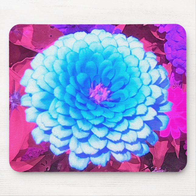 Hübsches blaues Zinnia im Lila Sommergarten Mousepad (Vorne)
