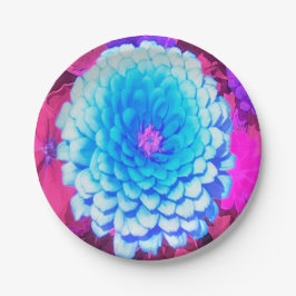 Hübsches blaues Zinnia im Lila Sommergarten Pappteller