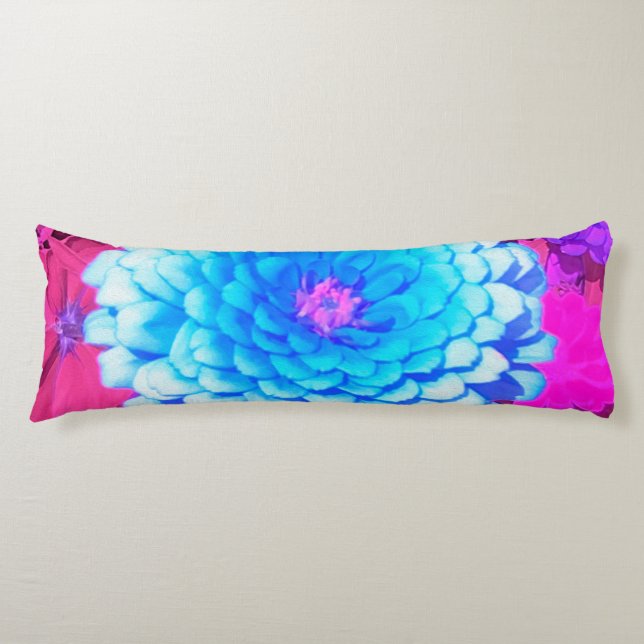 Hübsches blaues Zinnia im Lila Sommergarten Seitenschläferkissen (Vorderseite)