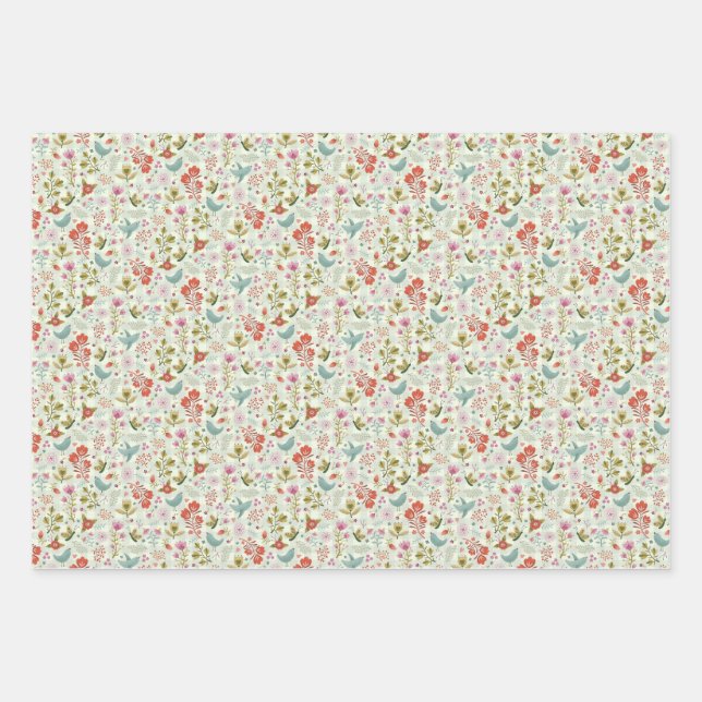 Hübsches Bluebirds Packpapier Geschenkpapier Set (Vorderseite 3)