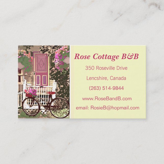 Hübsches Blumenbett / Frühstück / Hütte Vermietung Visitenkarte (Vorderseite)