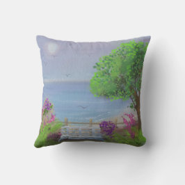 Hübsches Blumengelände am Meer Kissen