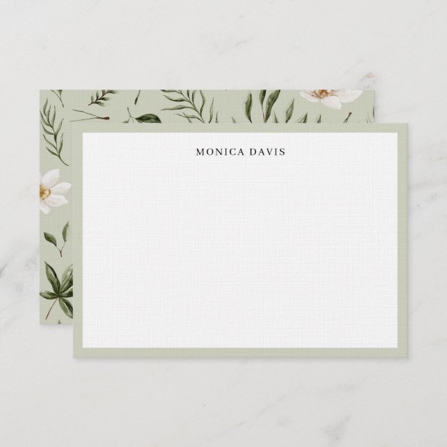 Hübsches Blumengrün-goldweißes botanisches Muster Dankeskarte (Vorne/Hinten)
