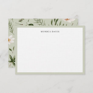 Hübsches Blumengrün-goldweißes botanisches Muster Dankeskarte