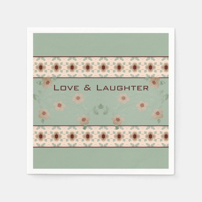 Hübsches Blumengrün Serviette (Vorderseite)