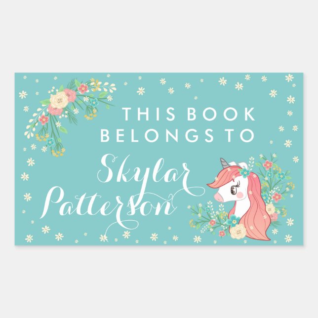 Hübsches Blumenhorn Dieses Buch gehört Rechteckiger Aufkleber (Vorderseite)