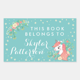 Hübsches Blumenhorn Dieses Buch gehört Rechteckiger Aufkleber