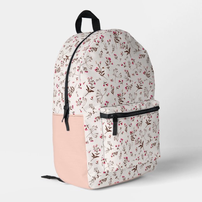 Hübsches Blumenmuster Bedruckter Rucksack (Rückseitige Ecke links)