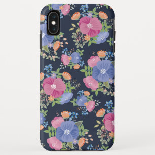 Hübsches Blumenmuster - rosa lila dunkelblaues Case-Mate iPhone Hülle