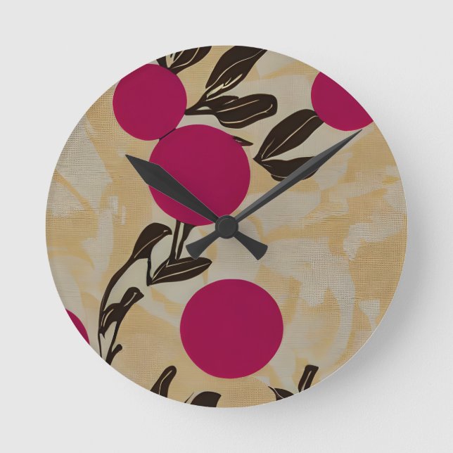 Hübsches Blumenmuster Runde Wanduhr (Vorderseite)
