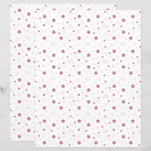 Hübsches Blumenmuster-Schabblonenpapier mit Liebe (Vorne/Hinten)