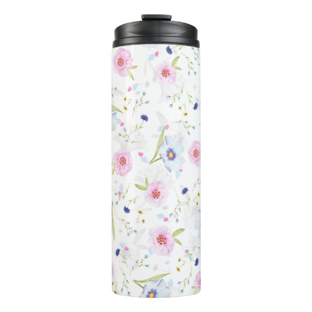 Hübsches Blumenmuster Thermosbecher (Vorderseite)