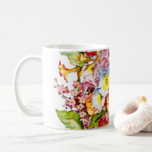 Hübsches Blumenmuster Vintage Mädchenhaft weiße Pr Kaffeetasse