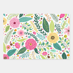 Hübsches Blumenpapier Geschenkpapier Set