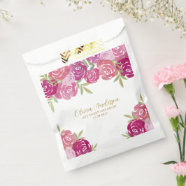 Hübsches Blumenrosa und Lila Aquarellfarben Rose Geschenktütchen