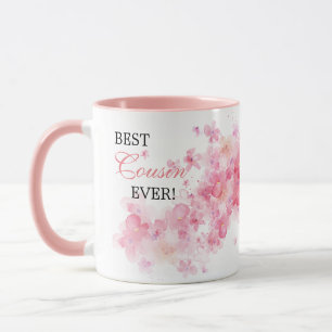 Hübsches Blumenrosa Wasserfarbe Bester Cousin je Tasse
