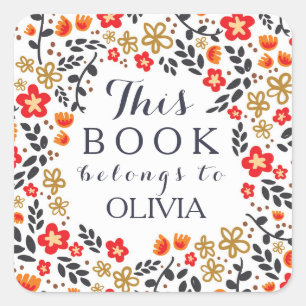 Hübsches Blumenrot in diesem Buch mit Aufklebern Quadratischer Aufkleber