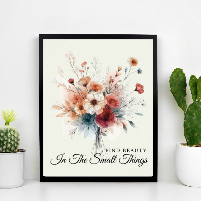 Hübsches Blumenzitat Poster (Pretty Watercolor Floral Inspirational Quote Poster for Home or Office)