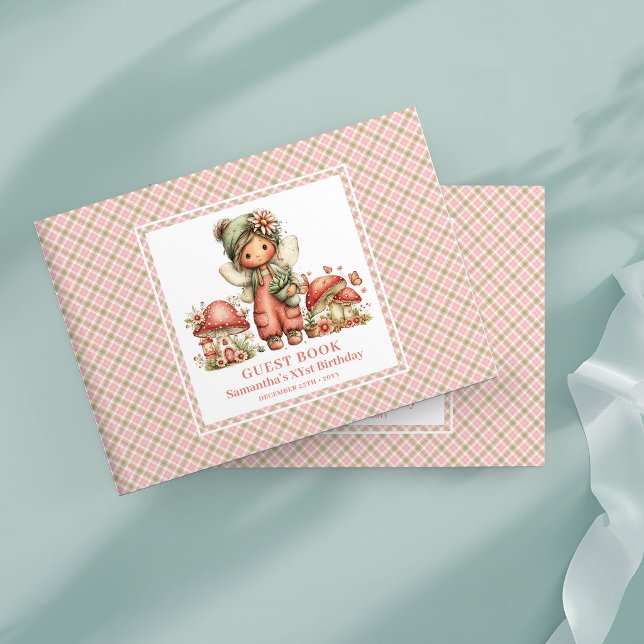 Hübsches Blush Fee Mädchen Geburtstags Gästebuch (Pretty Blush Fairy Girl Birthday Guest Book)