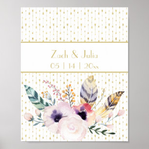 Hübsches Boho-Blumenstrauß-Hochzeits-Schild-Druck Poster