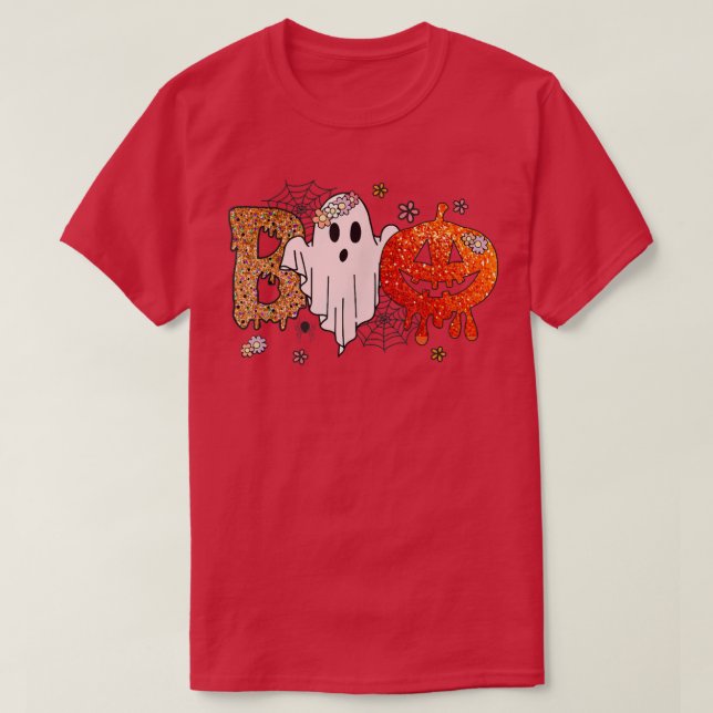 Hübsches Boo mit Gespenst und Kürbissen für Halbwa T-Shirt (Design vorne)