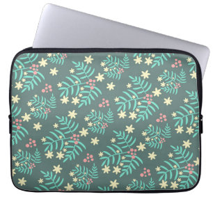 Hübsches botanisches Blätter- und Beeren-Blau-Must Laptopschutzhülle