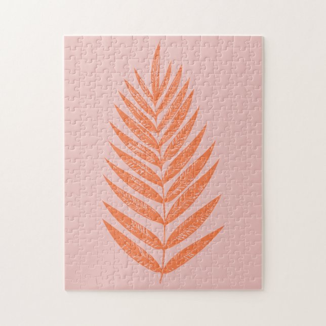 Hübsches botanisches Fern Palm Leaf Pastel Pink Or Puzzle (Vertikal)