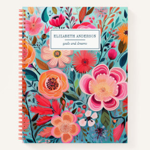 Hübsches botanisches Muster-SpiralNotebook Notizbuch