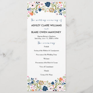 Hübsches Bouquet Floral Wedding Program | Dunkelbl Programm