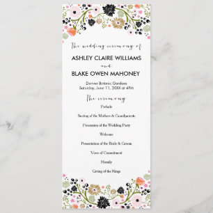 Hübsches Bouquet Floral Wedding Program   Schwarz Programm