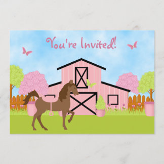 Hübsches braunes Pferd und Blume zum Geburtstag Ei Einladung