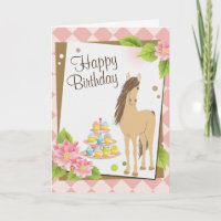 Hübsches braunes Pferd und rosa Blume Gerne zum Ge